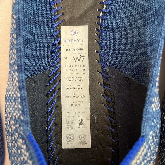 Rothy’s The Point Flat Indigo Heather Sz 7 W Blue Slide Sandals - Picture 3 of 8